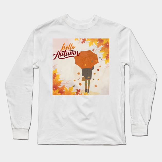 Hello Autumn Long Sleeve T-Shirt by by Fre